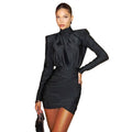 Slim-fit Turtleneck Long Sleeve Narrow Skirt Temperament Pure Color Dress