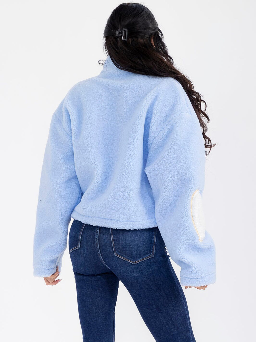 WOMEN'S LONG SLEEVE ZIPPER CLOSURE FRONT POCKETS SHERPA JACKET