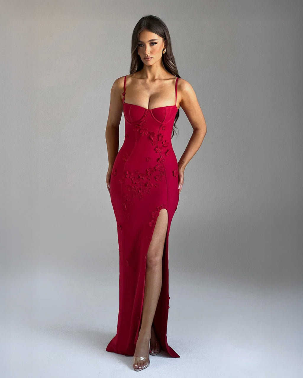 Dalary Maxi Dress - Red Lined