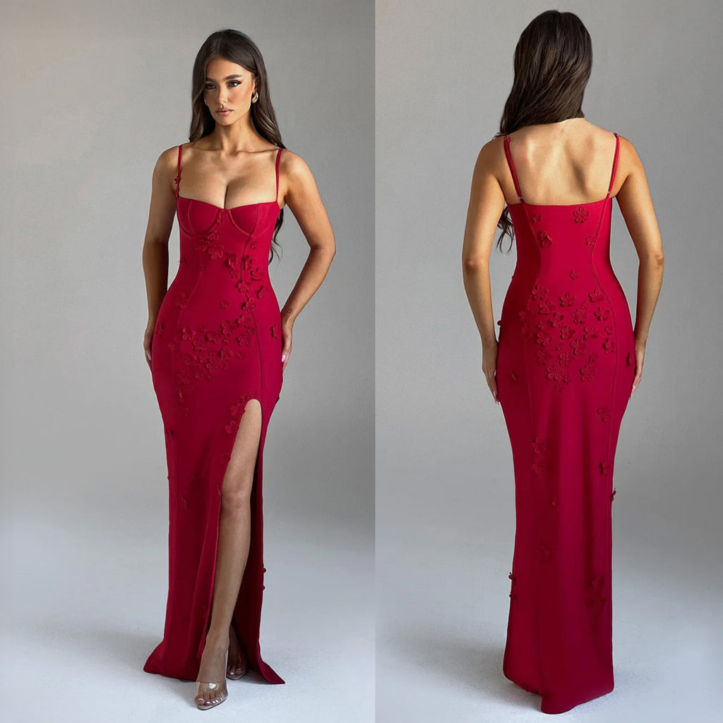 Dalary Maxi Dress - Red Lined